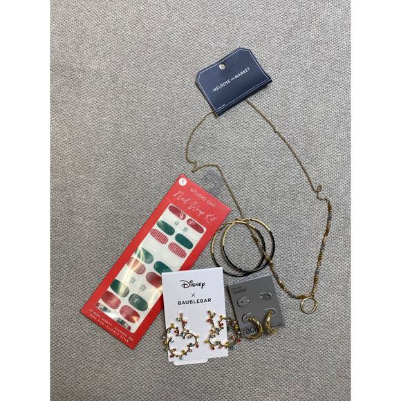 BaubleBar Jewelry - Christmas, Mickey, GoldTone Jewelry, Melrose & Market, Bauble Bar, NWT